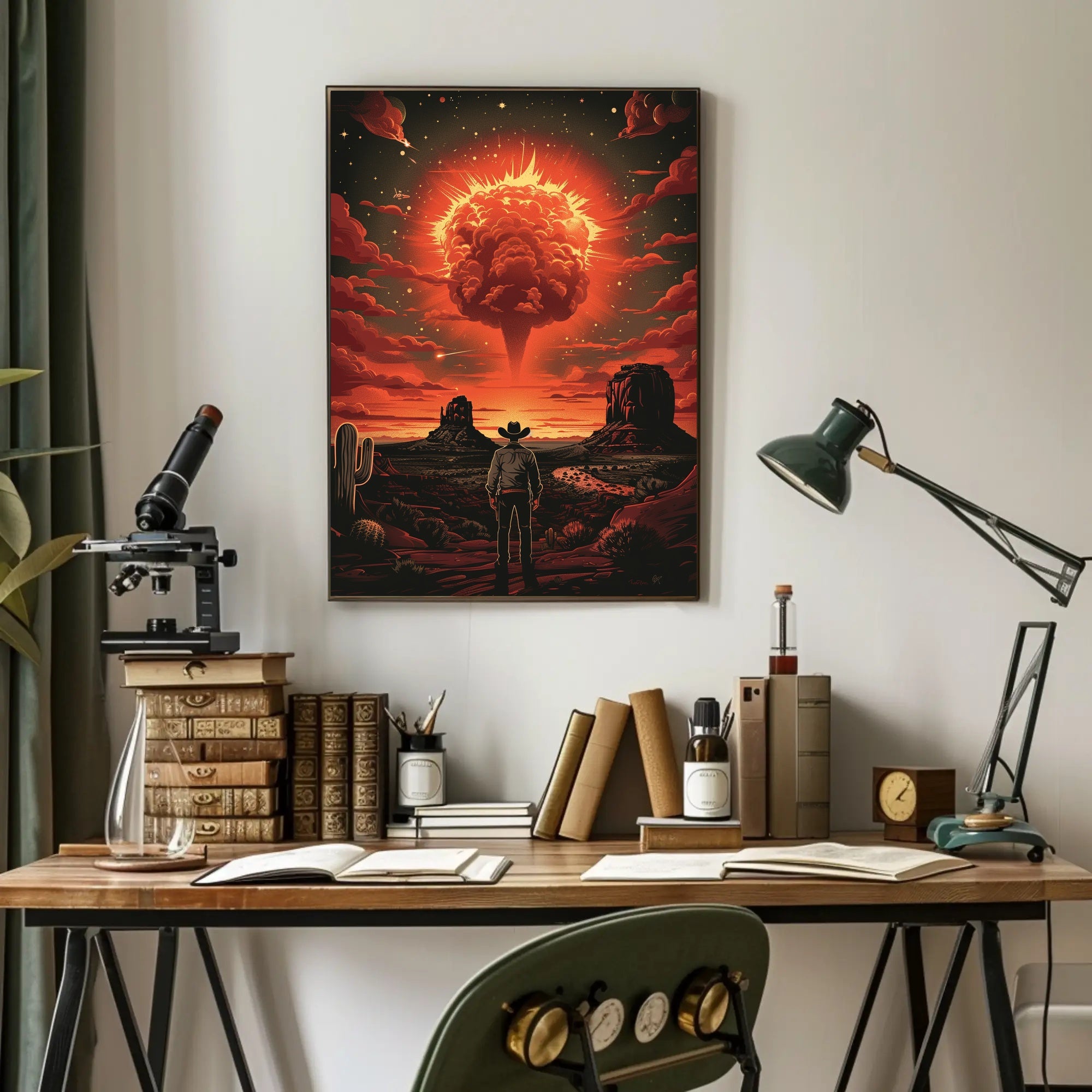 Cowboy's Cosmic Encounter Art Print Poster for Room Decor PosterGoat