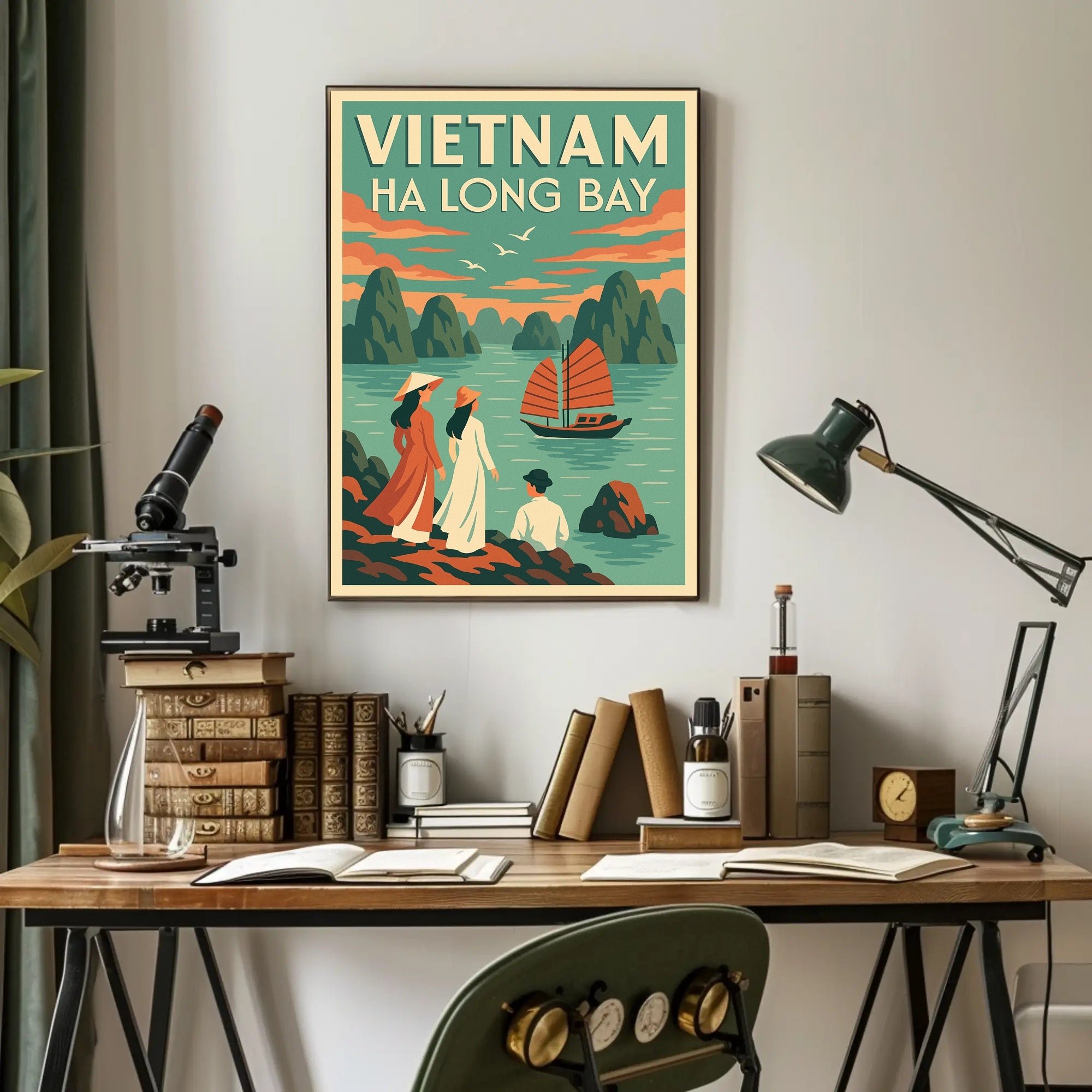 Scenic Ha Long Bay Vintage Travel Artwork Poster