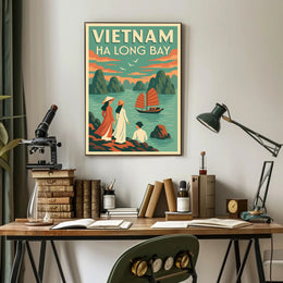 Scenic Ha Long Bay Vintage Travel Artwork Poster