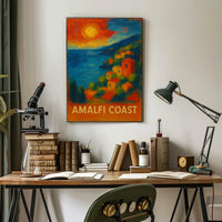 Amalfi Coast Poster Wall Art for Coastal Home Decor