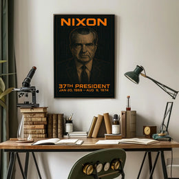 Richard Nixon 37th President of the United States Techno Schematic Poster