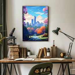 Vibrant Atlanta Cityscape with Urban Park Vibes Poster