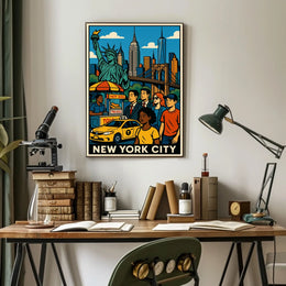 New York City Skyline Panorama Poster Modern Wall Art