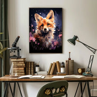 Enchanting Fox in Floral Fantasy Art Poster