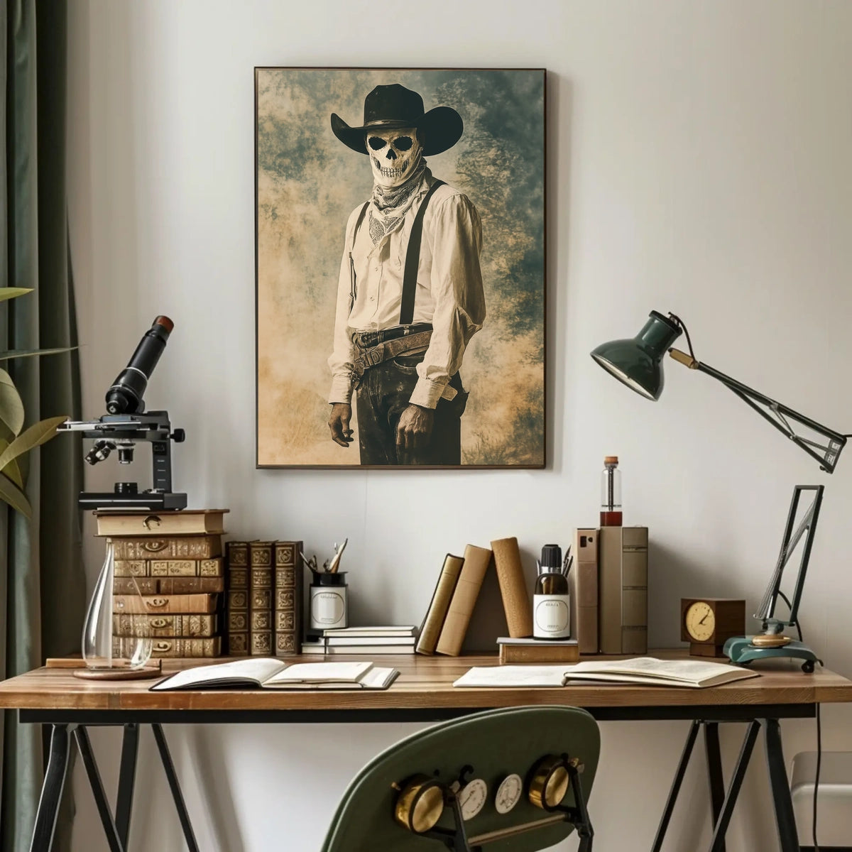 Cowboy Skull Mask Vintage Eerie Western Poster