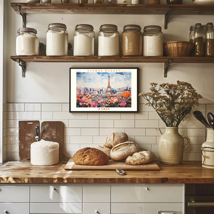 Vibrant Paris Scene with Eiffel Tower Travel Poster