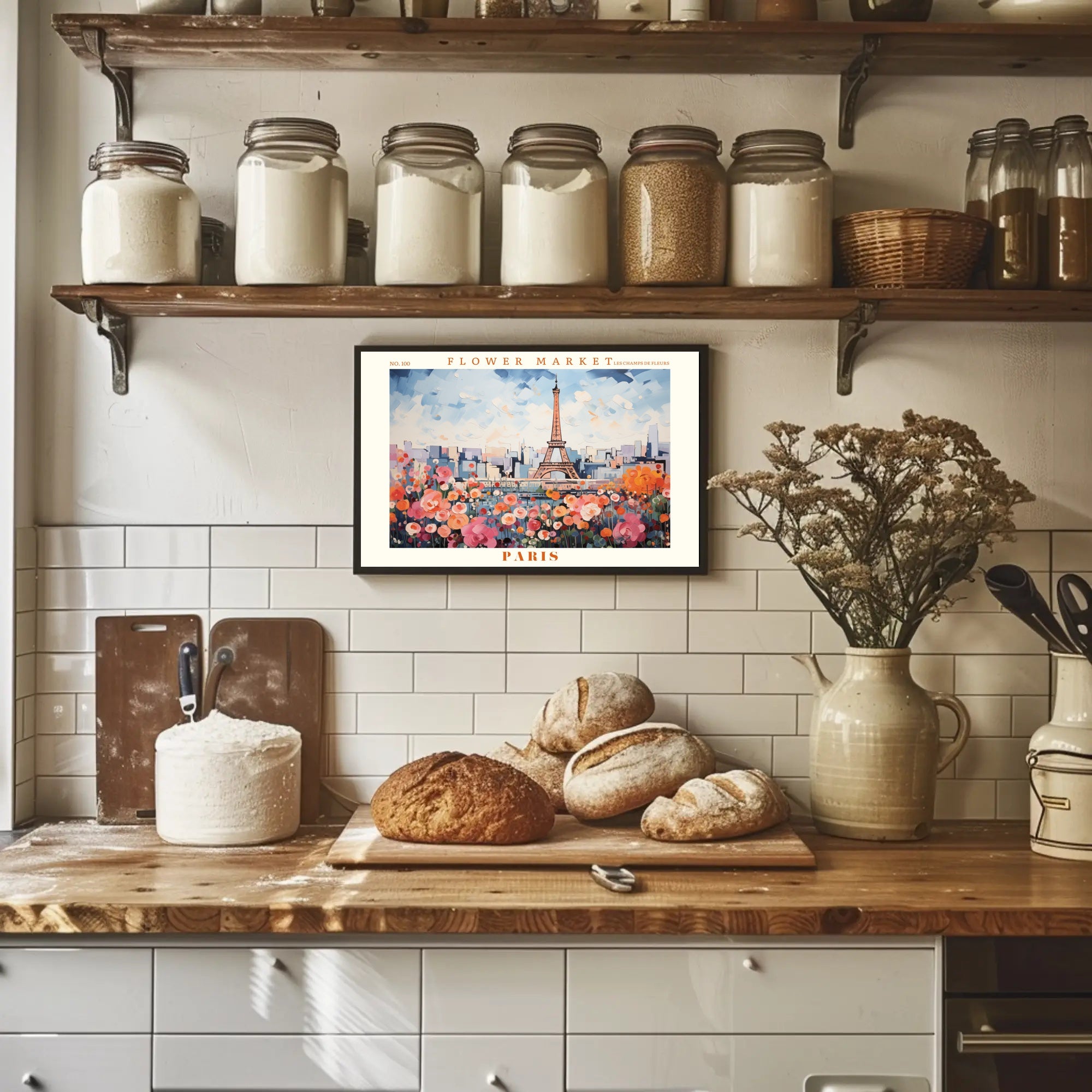 Vibrant Paris Scene with Eiffel Tower Travel Poster