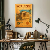 Athens Parthenon Vintage Travel Poster
