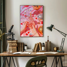 Vibrant Glamorous Nightlife Celebration Artistic Poster PosterGoat