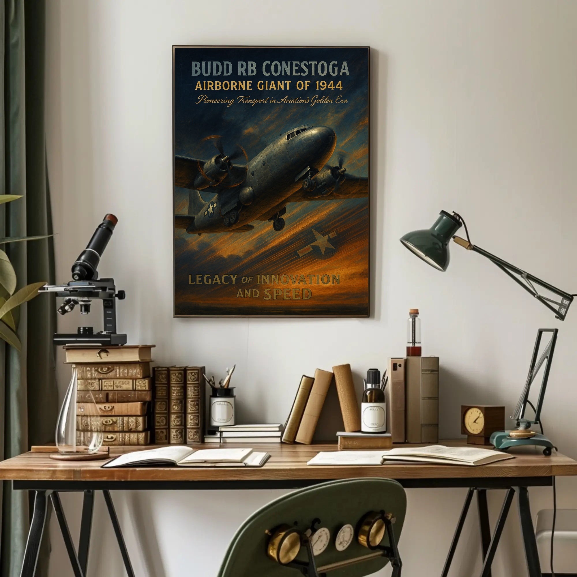 Budd RB Conestoga Vintage WWII Aviation Poster