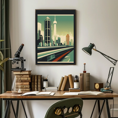 Futuristic Skyline Of Shanghai China Travel Poster
