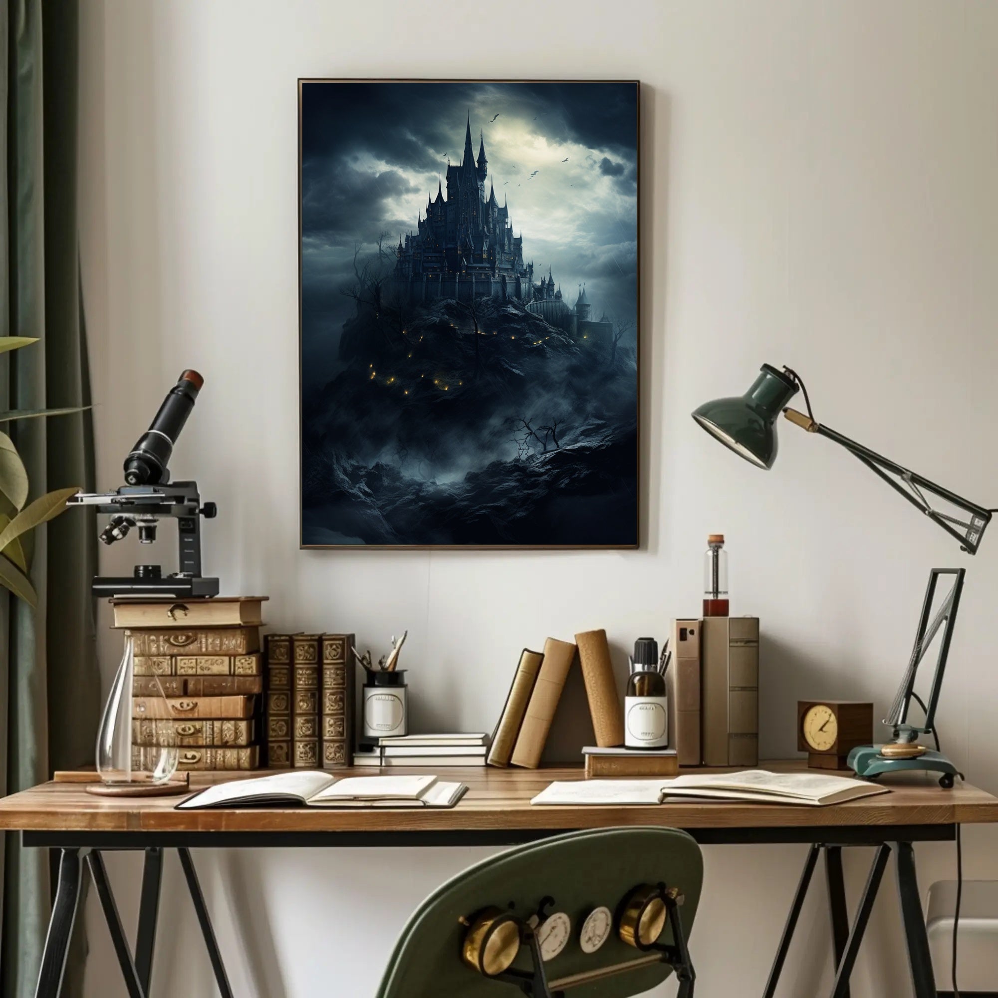 Mysterious Castle On A Stormy Night Poster