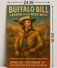 Buffalo Bill Tribute Western Poster Vintage Wall Art
