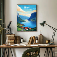 Flåm Norway Scenic View Travel Poster