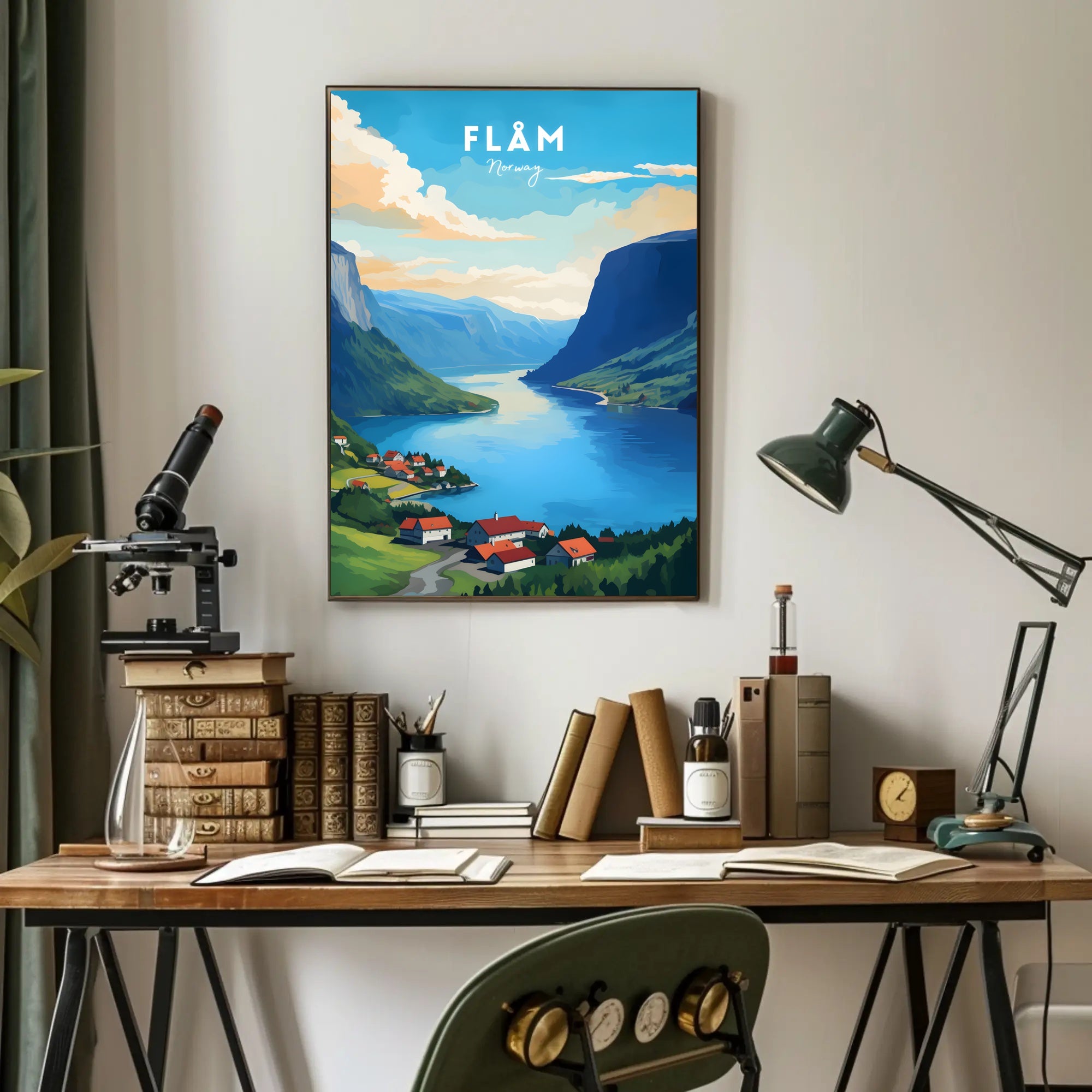 Flåm Norway Scenic View Travel Poster
