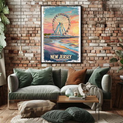 New Jersey Boardwalk Vintage Poster