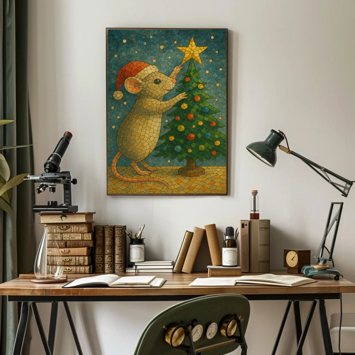 Holiday Mouse and Christmas Tree Poster