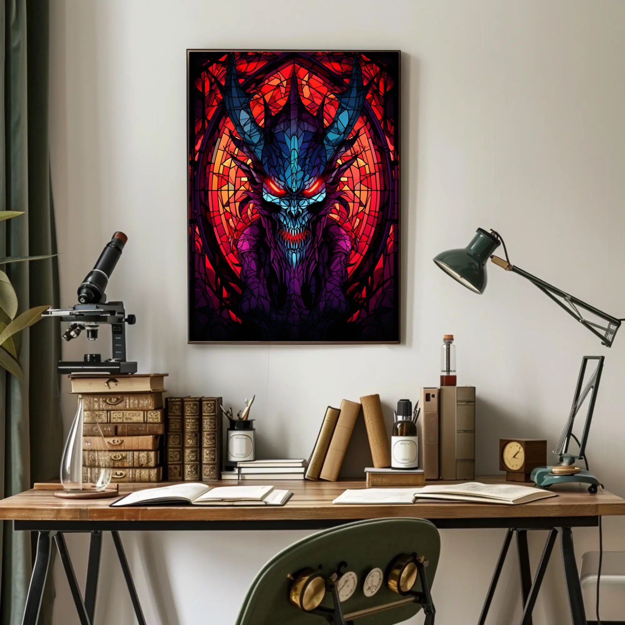Stained Glass Demon Poster PosterGoat