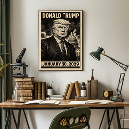 Donald Trump 47th President of the United States B & W Comic Sketch Poster