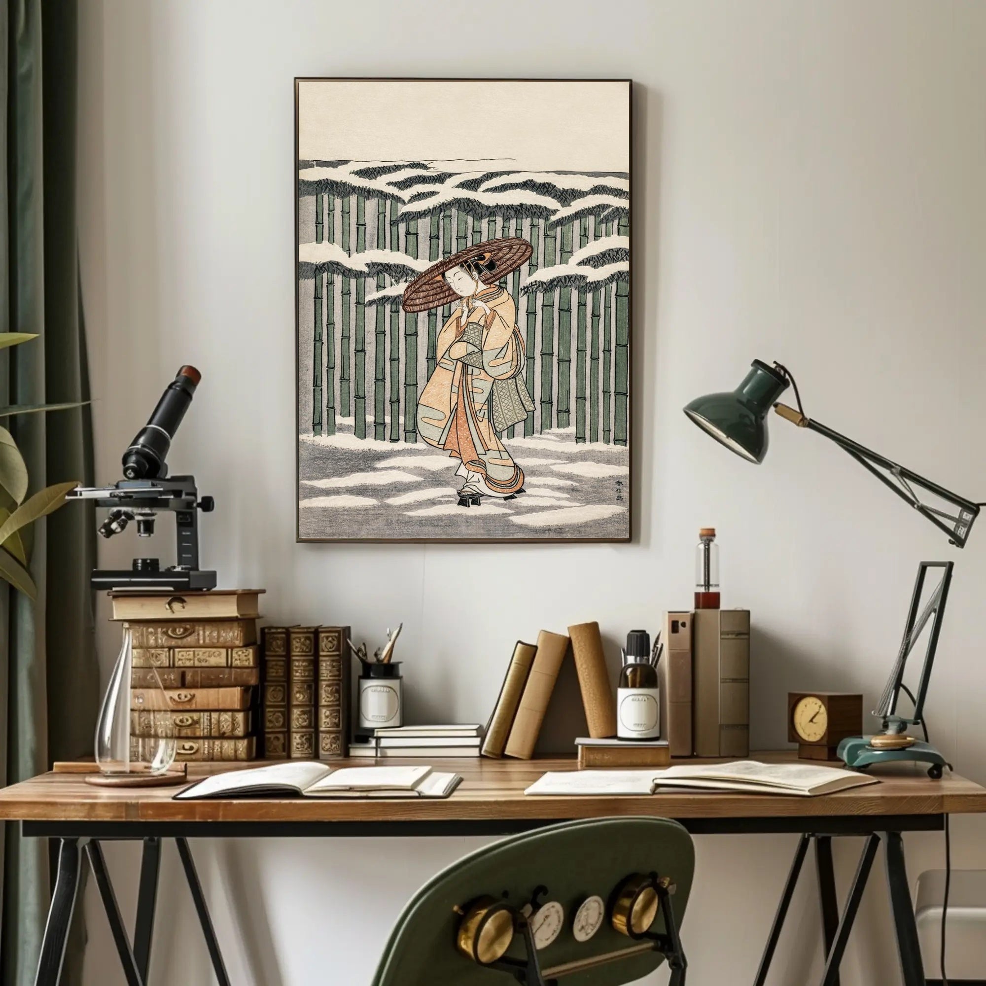 Winter Stroll in Bamboo Grove Poster
