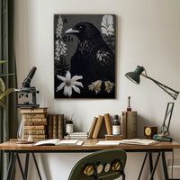Raven Surrounded by Flowers Animal Poster PosterGoat