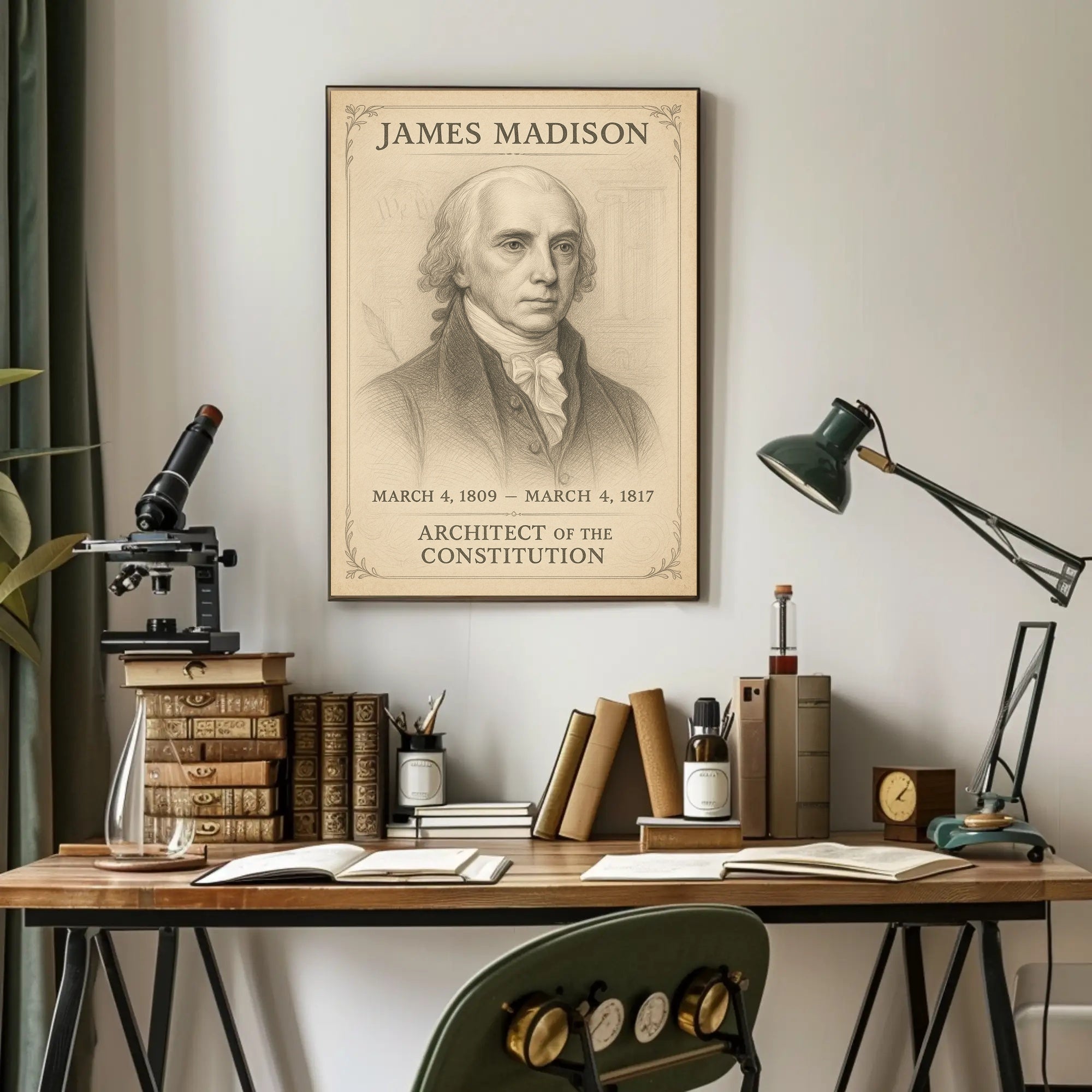James Madison 4th President Sketch Poster Art Print PosterGoat