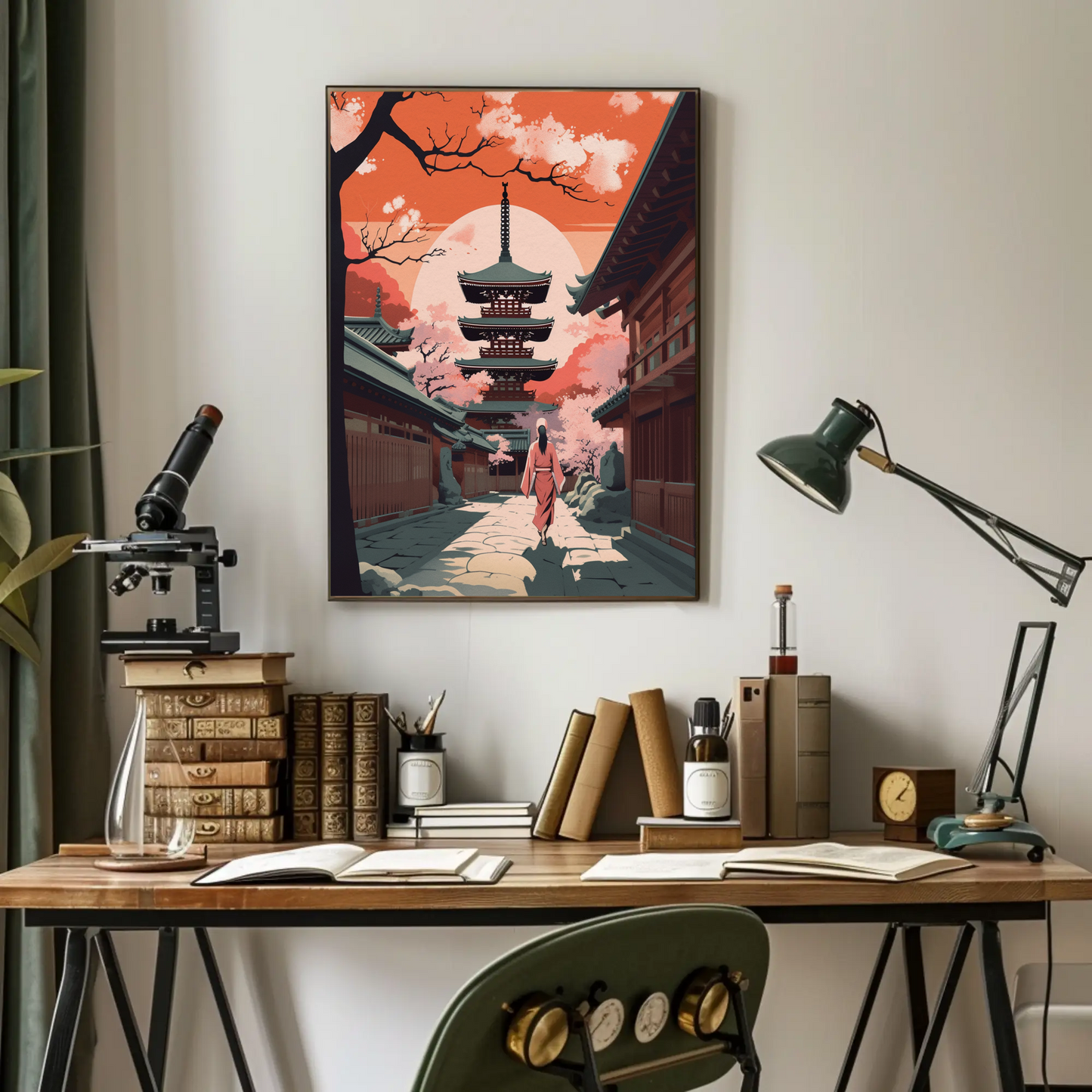 Kyoto Pagoda Sunset Walk Through Temple Travel Poster