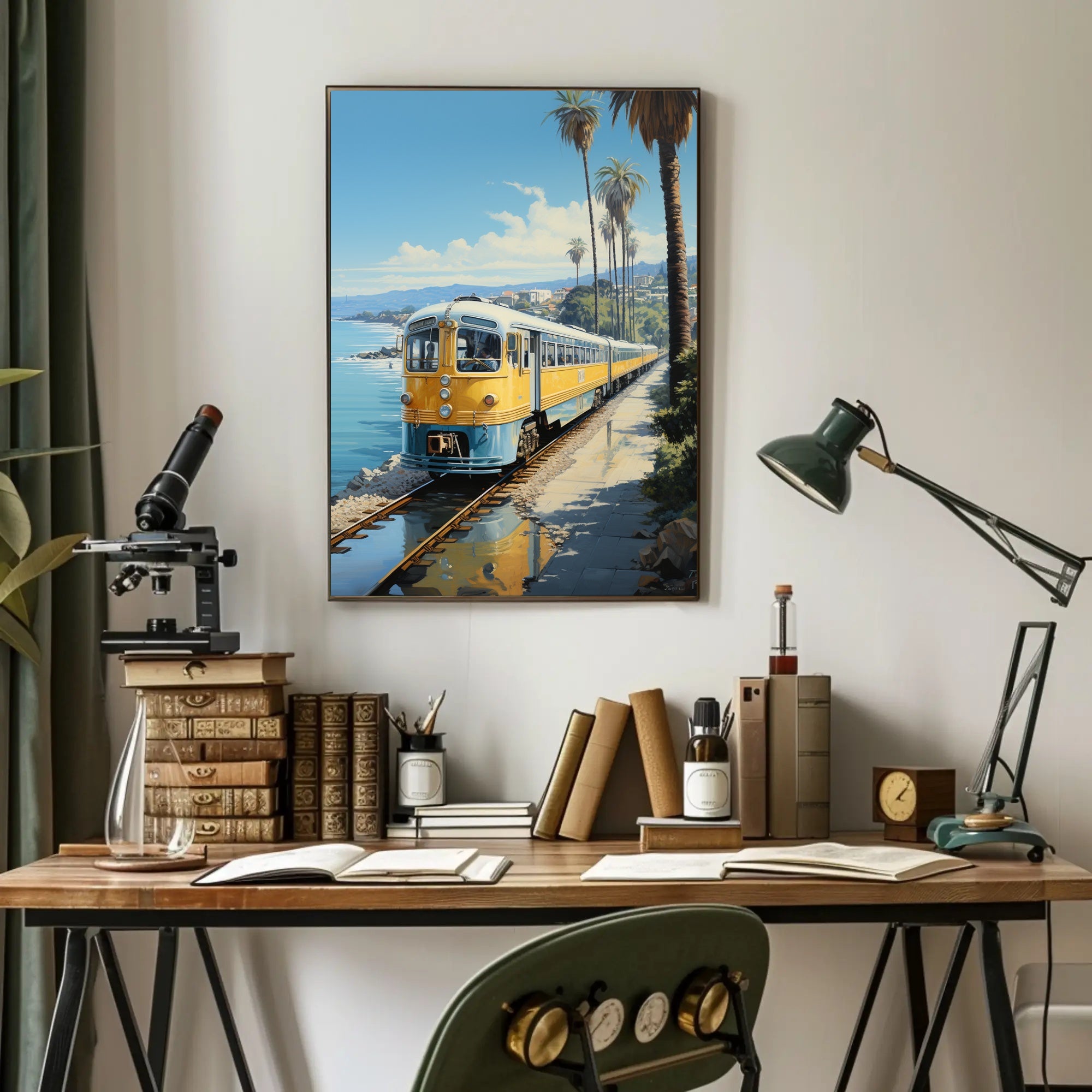 Coastal Train Journey Poster