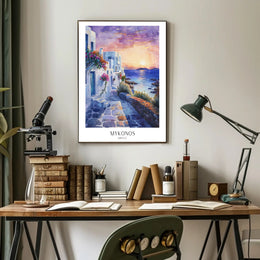Mykonos Sunset Dreaming Travel Poster PosterGoat