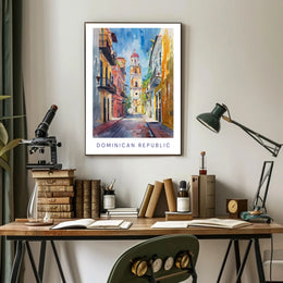 Vibrant Dominican Republic Street Scene Urban or Cityscape Poster PosterGoat