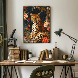 Majestic Leopard Wall Art in Bloom Print