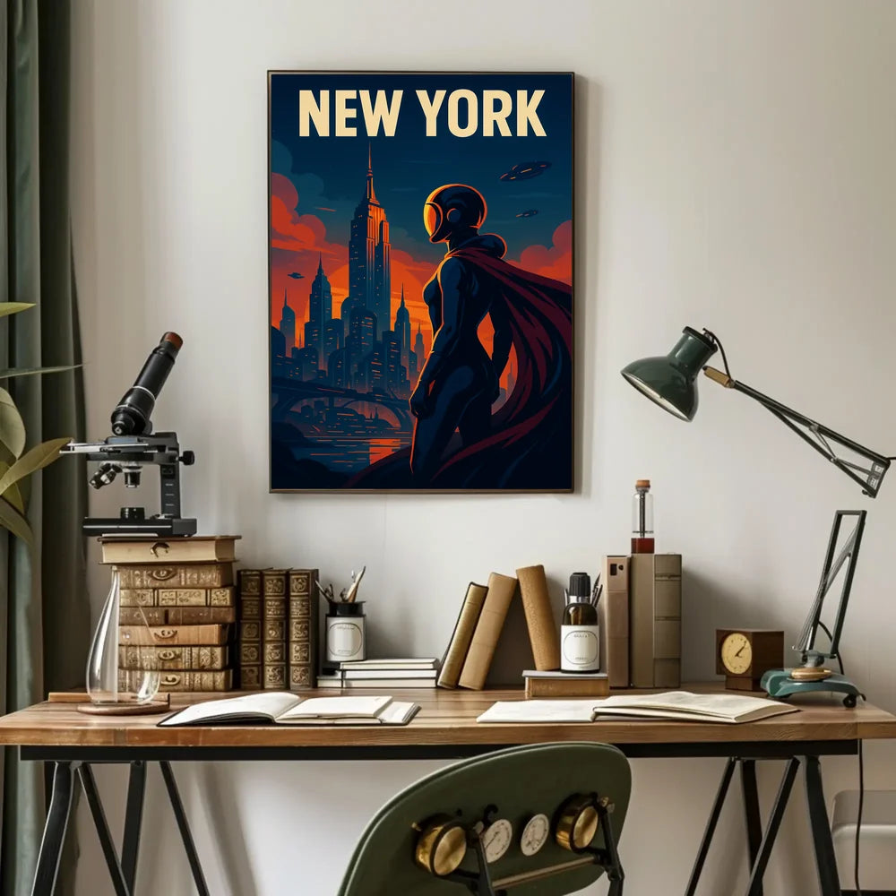 Futuristic New York Poster Neon Cityscape for Urbanites