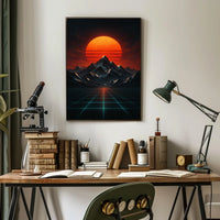 Retro-futuristic Landscape with Neon Glow Futuristic Sci-Fi Poster