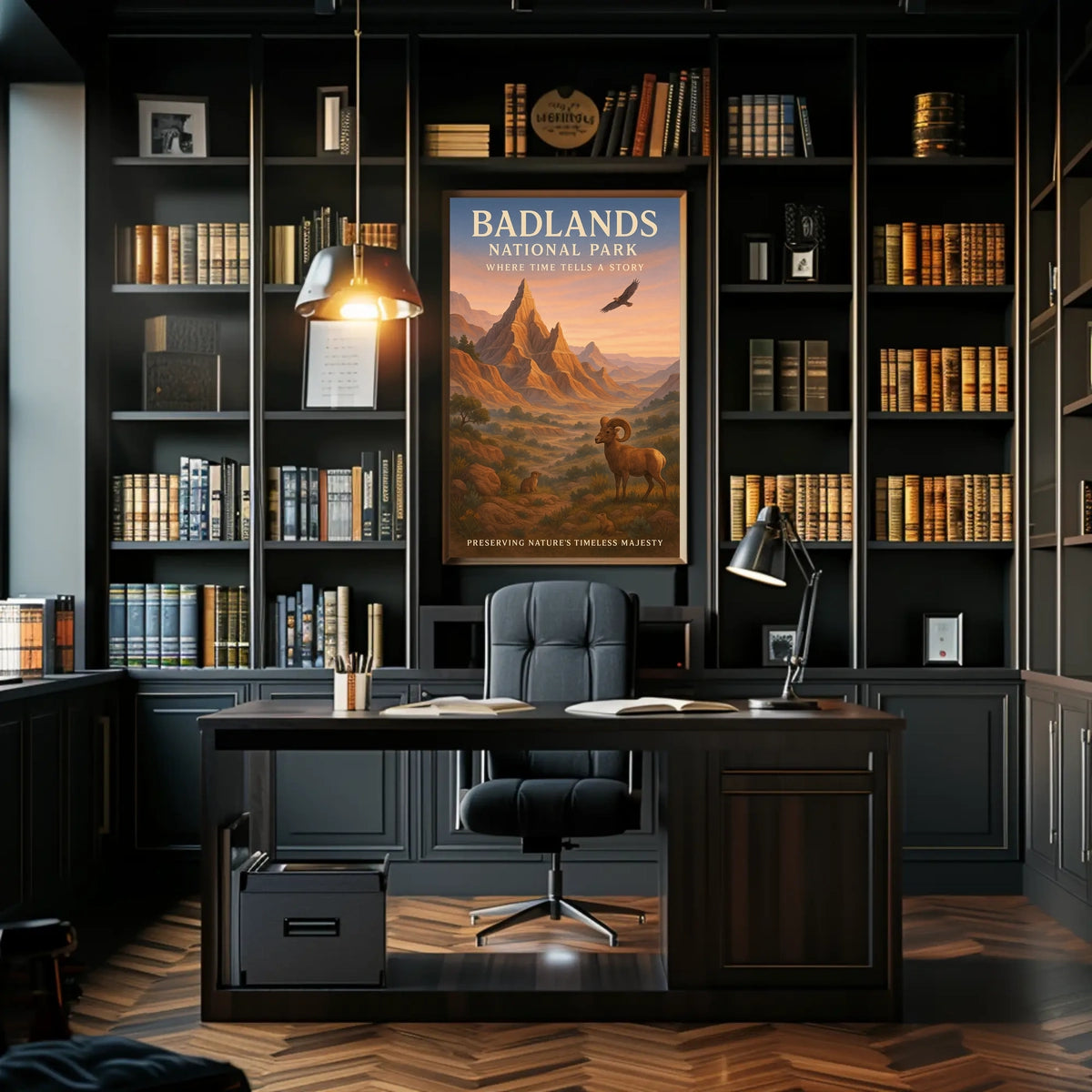 Badlands National Park Vintage Wildlife Art Poster