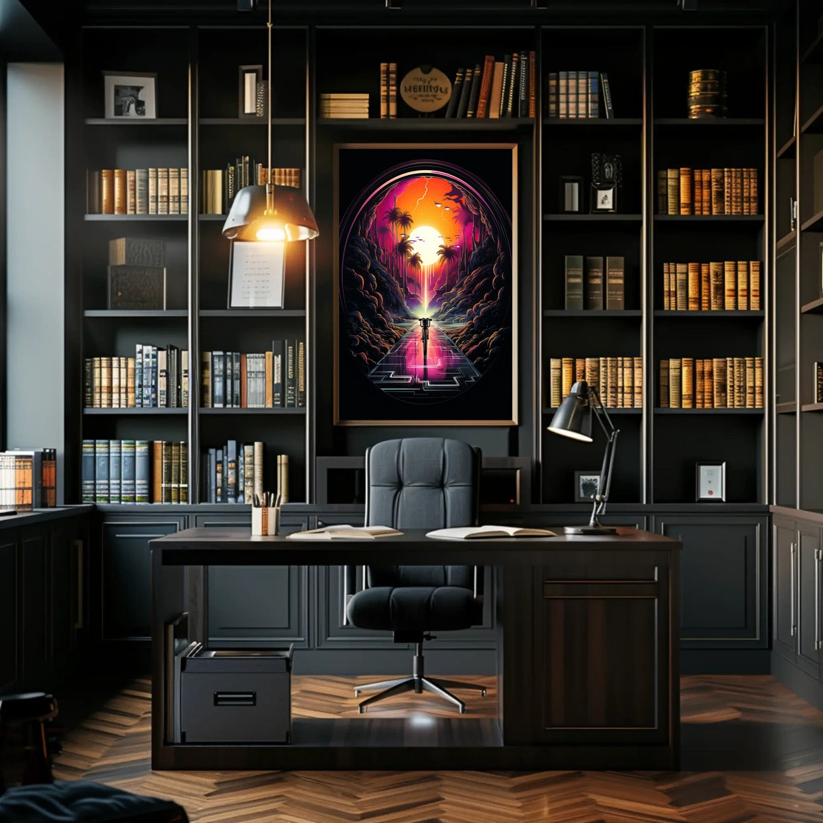 Journey Through a Neon Sunset Poster