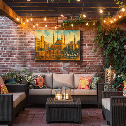 Beirut Cityscape Lebanon Iconic Skyline Travel Art Realism Digital Painting Heritage Poster