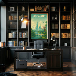 Singapore Skyline Illustration Poster