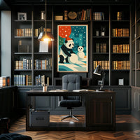 Festive Pandas in Winter Wonderland Poster