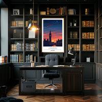 London Sunset Cityscape Illustration - Urban or Cityscape Poster
