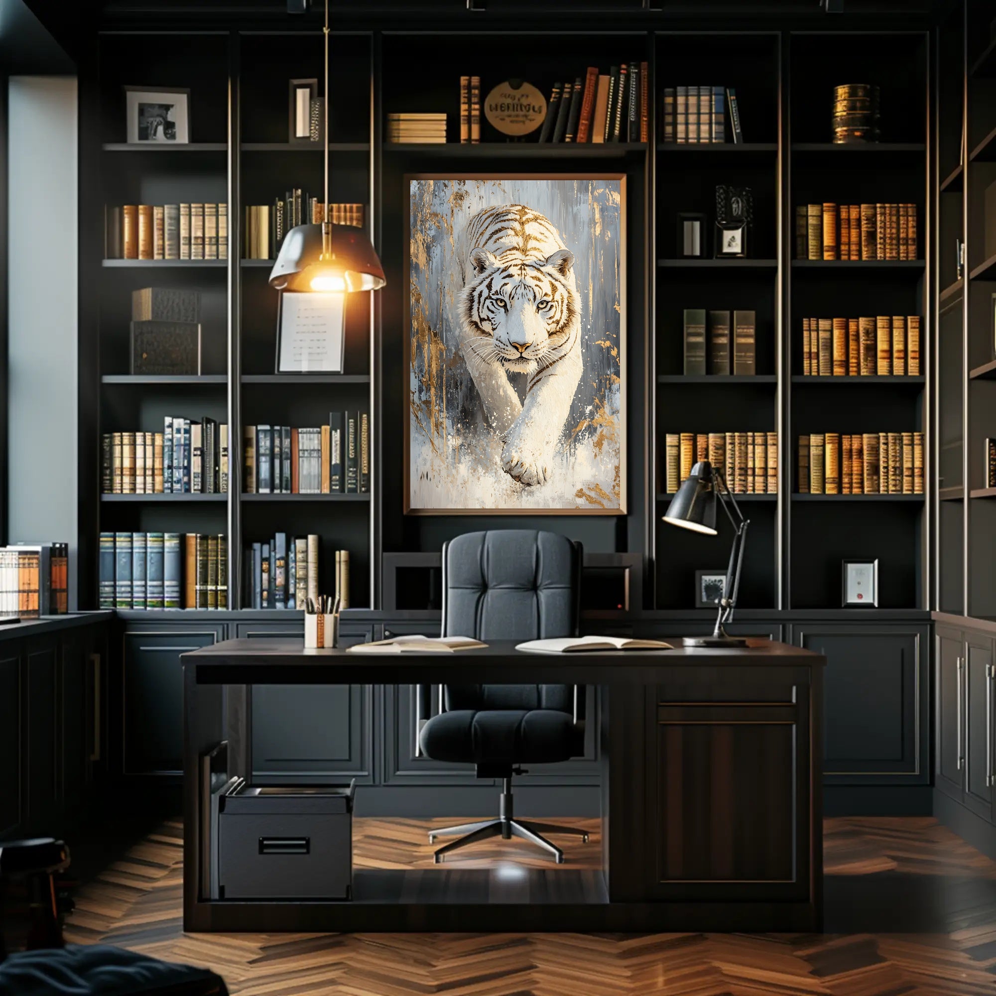 Majestic White Tiger in Motion Animal Poster