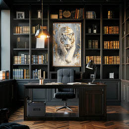 Majestic White Tiger in Motion Animal Poster