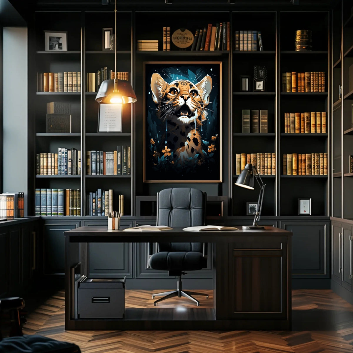 Mystical Jungle Leopard Surreal Art Poster Print