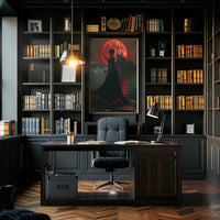 Gothic Red Moon Fantasy Artwork - Fantasy or Mythology Poster PosterGoat