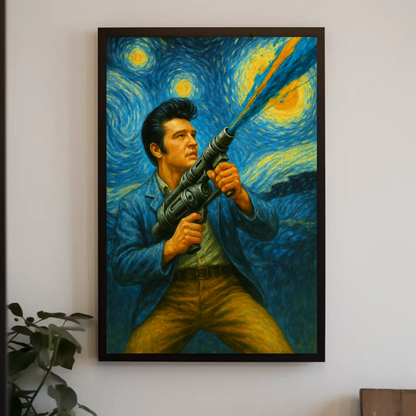 Elvis Starry Night Warrior Strength In Stars Vintage Travel Poster