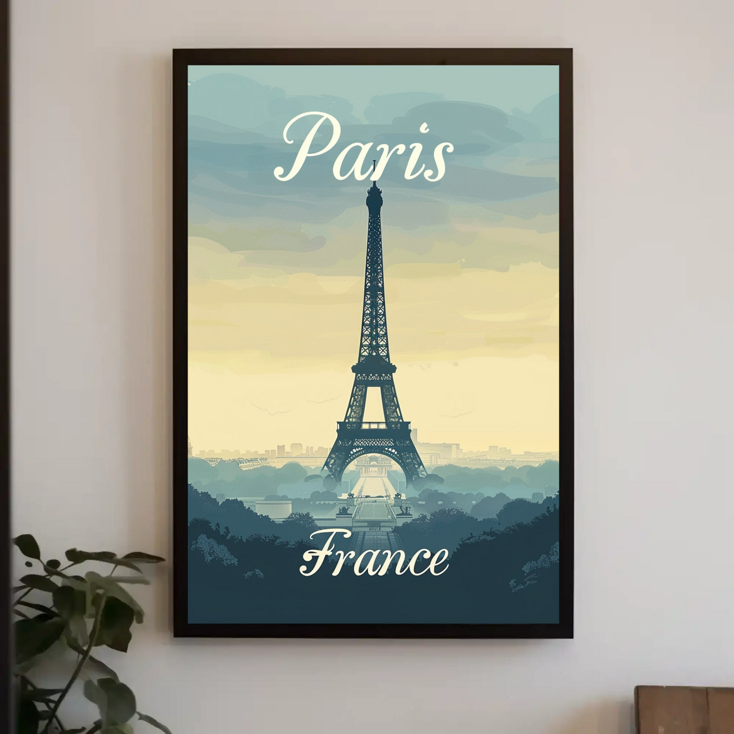 Paris, France - Eiffel Tower Vintage Style Poster