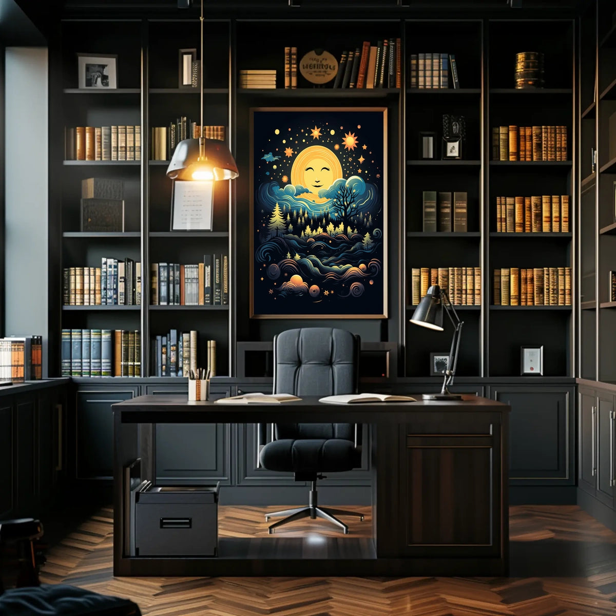 Celestial Harmony Moonlit Forest Poster