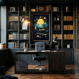 Celestial Harmony Moonlit Forest Poster