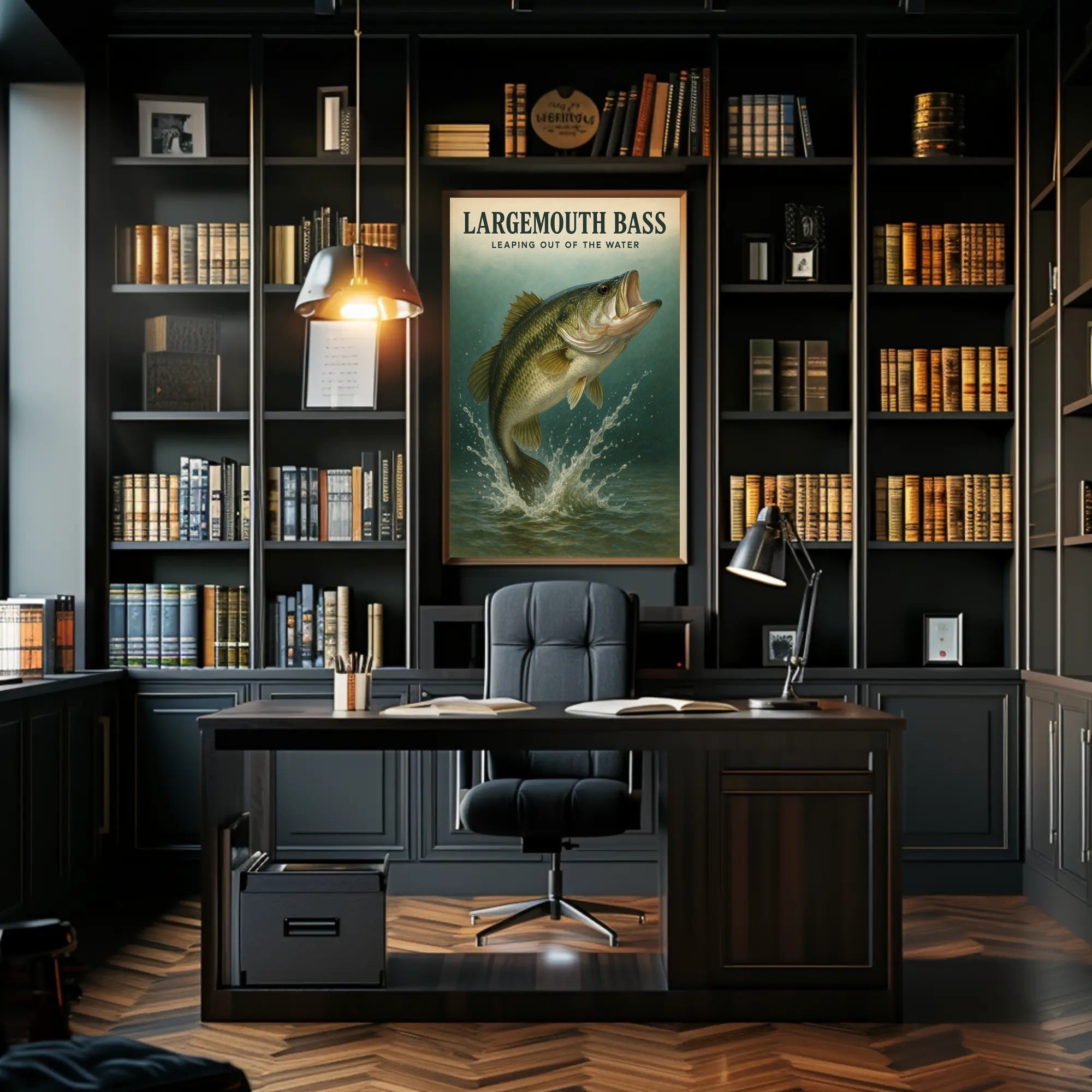 Largemouth Bass  Leaping Out of the Water Poster PosterGoat
