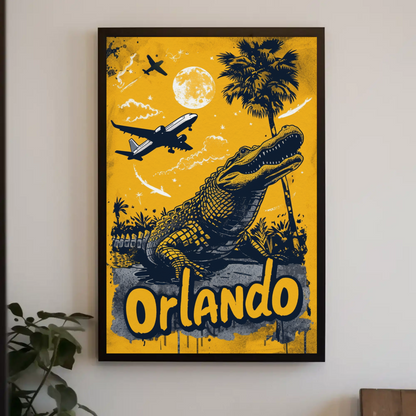 Orlando Vintage Poster - Gator and Airplanes