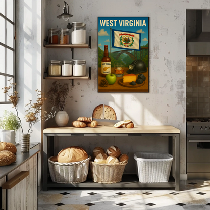 West Virginia Coal Whiskey Cheese Apple Bridge Travel Poster